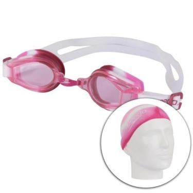 Imagem de Kit Natação Óculos + Touca Speedo Swim Infantil, Rosa, Único