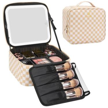 Imagem de Bolsa de maquiagem Relavel Travel com espelho LED e suporte para pince