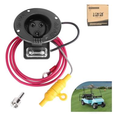 Imagem de 10L0L Golf Cart Receptáculo de carregador e conjunto de fusível 48 V para Club Car DS, substitui OEM 101802101, 1017968-01, 1018949-01, porta de carregador DS Club Car
