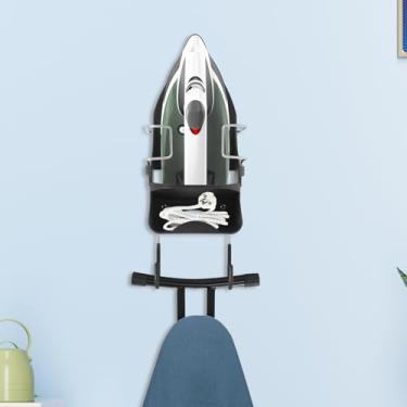 Imagem de Gancho de tábua de ferro, organizador de tábua de passar de parede, suporte de tábua de ferro para economia de espaço, suporte de tábua de ferro fácil de instalar, suporte de ferro elétrico resistente