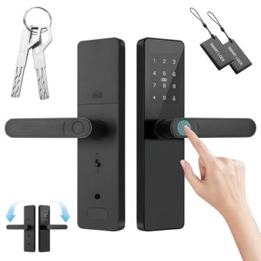 Imagem de Fechadura Inteligente Biométrica, Fechadura digital avançada com impressão digital - 4 maneiras de desbloqueio, travamento automático, senha virtual, alarme de violação e cilindro de grau C