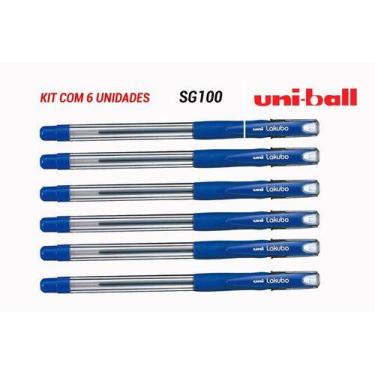 Imagem de Kit 6 Caneta Esferográfica Uni Lakubo 1.0mm Azul Sg-100 - Uni-Ball