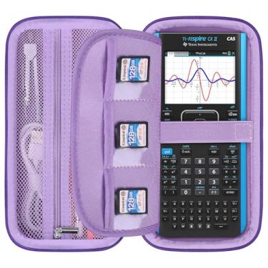 Imagem de Elonbo Estojo De Transporte Para Calculadora Gráfica Colorida Texas Instruments Ti-Nspire Cx Ii Cas/Ti-Nspire Ii/Cx/Cx Cas, Bolso Extra Com Zíper Cabo Carregamento E Manual, Roxo