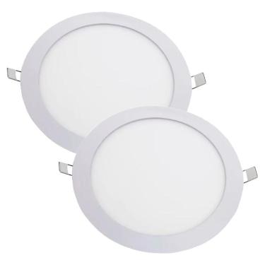 Imagem de Kit 2 Luminária Plafon Led Redondo Embutir 24W 6500K - Noll