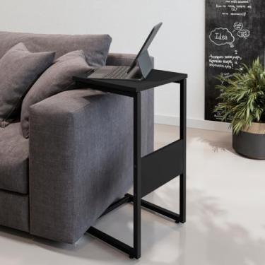 Imagem de Mesa Lateral Art com design moderno e minimalista, estrutura metálica resistente e tampo em MDF. Ideal para compor salas, quartos ou escritórios com estilo e funcionalidade. (Preto/Preto)
