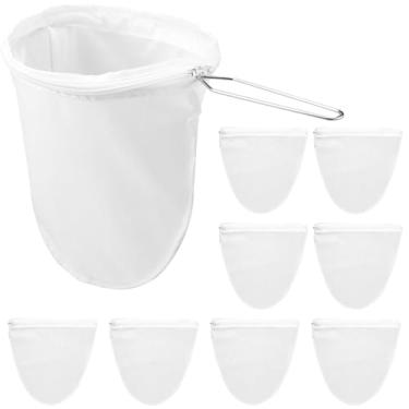 Imagem de Sacos de leite de nozes, 9 unidades de sacos de filtro de malha ultrafina com alça de aço inoxidável, fecho de zíper, sacos de filtro de alimentos, coador de alimentos para leite de nozes, sucos de