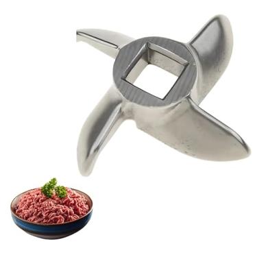 Imagem de Lâmina de moedor de carne prata de aço inoxidável nº 8 – Substituição do cortador de faca para moedores – Peças de máquina de picador de alimentos – Peça sobressalente de placa de corte para cozinha