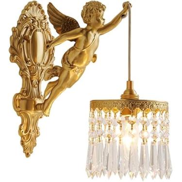 Imagem de Arandelas De Parede De Latão Para Dentro De Cristal Iluminação De Parede Dourada Vaidade Do Banheiro Arandelas De Parede Com Design De Anjo Para Sala De Estar Quarto Corredor Cozinha, A