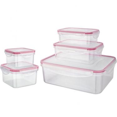 Imagem de Conjunto De Potes Herméticos Euro Home Pla3604-Vm Em Plástico 5 Peças Vermelho Com Transparente