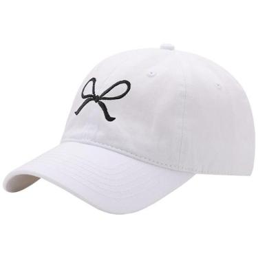 Imagem de Boné de beisebol ANYZSCO Trendy Bow-Tie unissex de algodão branco