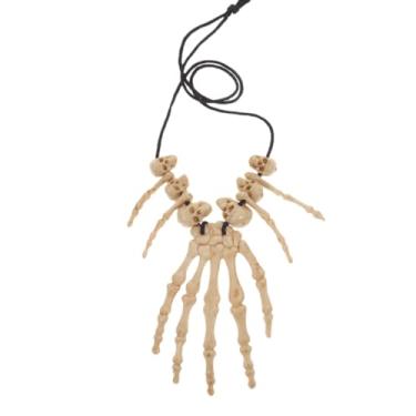 Imagem de SUFUNNY Colar de caveira, joia de esqueleto, acessórios de vodu, pingente de bruxa, fantasia de Halloween para crianças e homens