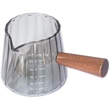 Imagem de Copos medidores de café expresso 170 g, copo Expresso Shots com alça, jarra de vidro de café e leite com bico, copo medidor de vidro (cinza)