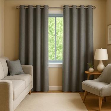 Imagem de CORTINA BLACKOUT DE LINHO 100% DE VEDAÇÃO 5,20 (L) X 2,60 (A) CINZA