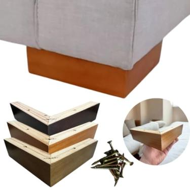 Imagem de Kit 6 Pé Cantoneira para Sofá Puff 5cm Altura Imbuia - Pé Móveis - Kazza Shop