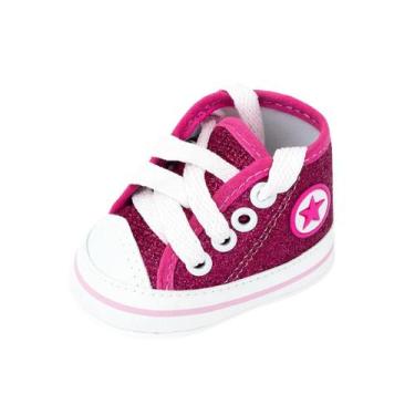 Imagem de Tênis Sapatinho Star Bebê Recém Nascido Cano Alto Com Glitter - Xukinh