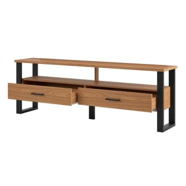 Imagem de Rack Para TV Até 60 Pol. Estilo Industrial 2 Gavetas F42 Freijó/Preto Fosco - Pradel