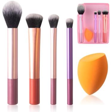 Imagem de Kit Pincéis e Esponja Profissional Para Maquiagem Completa Pincéis com Cerdas Macias e Resistentes Para Maquiagem Pincéis para Blush Base e Sombra