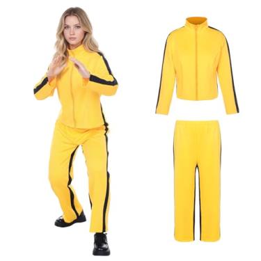 Imagem de SERTAS Fantasia de Halloween Kill Bill, fantasia de cosplay da noiva, roupa sexy de Kung Fu com jaqueta e calça para mulheres