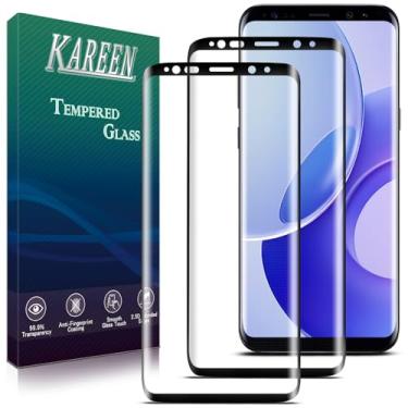 Imagem de KAREEN Pacote com 2 protetores de tela para Samsung Galaxy S8 Plus película de vidro temperado, cobertura total 3D, dureza 9H, antiarranhões, compatível com capas