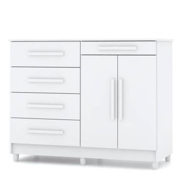 Imagem de Cômoda para Quarto com Sapateira 2 Portas 4 Gavetas Lírio V02 Branco - Mpozenato