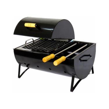 Imagem de Churrasqueira Bafinho Mista Aço Grelha 2 Espetos 46x34x30cm - Ouro Min