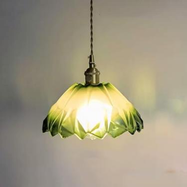 Imagem de Lustre de vidro com pingente de flor, luminária de vidro manchado, nórdico, moderno, grande, luminária suspensa de teto, lustre dourado em V para cozinha, ilha, sala de jantar, casa de fazen