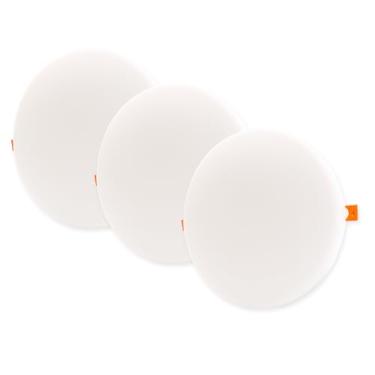 Imagem de Kit 3 Painel Led Borda Infinita 24w Embutir Sobrepor 2em1 Redondo 6000k