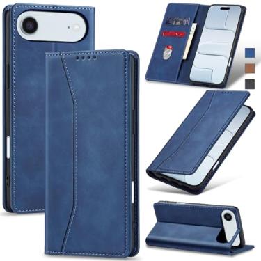 Imagem de Jasonyu Flip Carteira Capa para iPhone 17 Air,Capinha Folio Magnética de Couro com Suporte para Cartão,Suporte para Chute - Protetora Durável de TPU à Prova de Choque para Telefone,Azul
