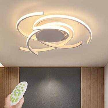 Imagem de Luminária de teto LED regulável com controle remoto, luminária de mesa de jantar, design espiral criativo, lustre de teto de acrílico e metal, iluminação para decoração de sala de estar, lum