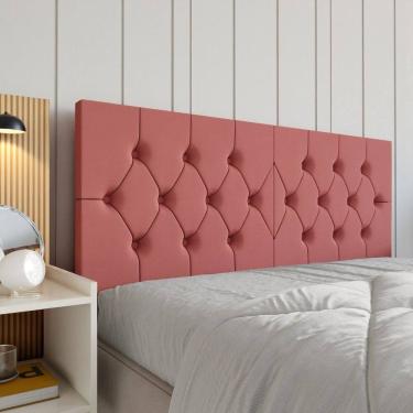 Imagem de Cabeceira Casal Elisa Estofada Capitone Dobrável 140cm Fixação Parede Moderna Elegante