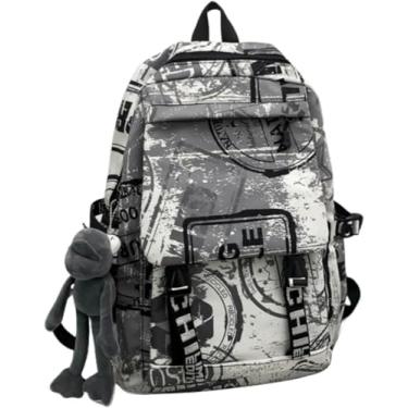 Imagem de Mochila Masculina Trendy Graffiti Mochila Estudante Mochila De Viagem Impermeável De Grande Capacidade Meninos E Meninas Nylon Mochilas Escolares, 1, No Pendant
