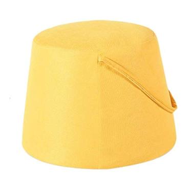 Imagem de Banqueta para pés, banquinho otomano de plástico otomano banco redondo doméstico banco de maquiagem banco de sapato cesto de lixo sala de estar, 7 cores (cor: rosa, tamanho: 34,5 x 45 cm) (amarelo