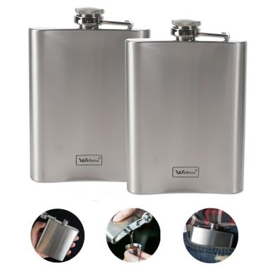 Imagem de Kit 2 Cantil De Bolso Em Inox Frasco Whiskeira Porta Bebida