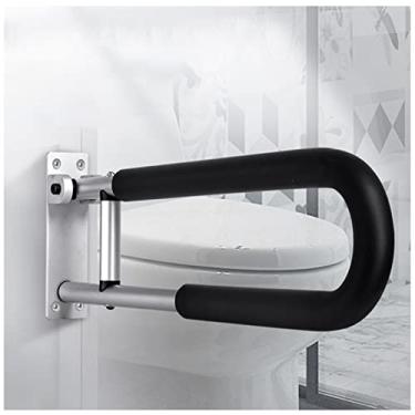 Imagem de Barras de apoio para deficientes de banheiro, corrimão dobrável de segurança para vaso sanitário de 60 cm, trilho de suporte de mão montado na parede para idosos com deficiência, grávida, idosa, com