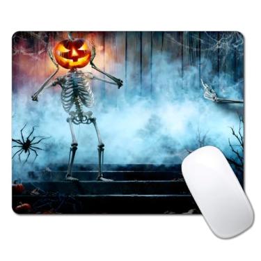 Imagem de Mouse pad divertido abóbora Halloween para mesa, computador portátil, pequeno mouse pad para laptop sem fio, 24 cm x 20 cm design base de borracha antiderrapante mousepad superfície lisa para casa
