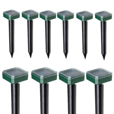 Imagem de Repelente Solar Ultrassonico Kit 10 Uni Anti Inseto Afasta Escorpiao Cobra Rato Cobras Roedores Jardim Quintal