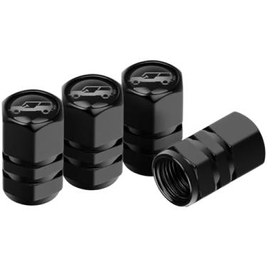Imagem de smnuxwm 4 peças de tampas de haste de válvula de pneu de carro para acessórios Jeep Wrangler capas de válvula de roda de liga de alumínio conjunto de tampa de ar de pneu à prova de vazamento (branco)