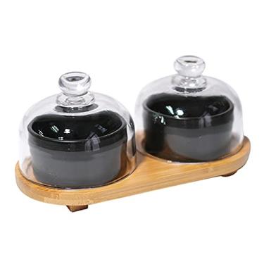 Imagem de Travessa de porção de nozes, bandeja de servir frutas secas com tampa de vidro, bandeja de lanche com tampa, bandejas de servir divididas