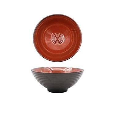 Imagem de WYUYIWH Tigela de ramen de cerâmica tigela grande de sopa de macarrão tigela de macarrão de carne doméstica tigela de macarrão instantâneo frutas (Cor: 6)