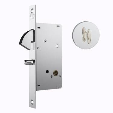 Imagem de Fechadura Para Porta de Correr 950 Banheiro Roseta Redonda Cromado 45m