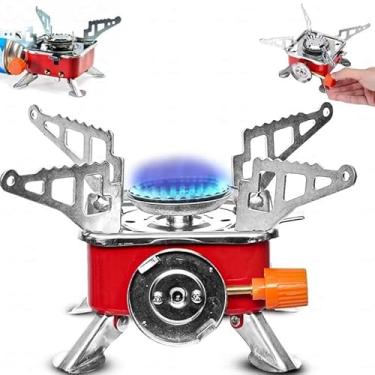 Imagem de Fogão a Gás Portátil para Camping Mini Fogão Dobrável para Acampamento, Pesca e Viagem | Fogareiro Portátil a Gás Leve e Compacto para Cozinhar ao Ar Livre