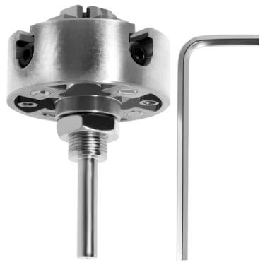 Imagem de RWWPJLLWHR Kit de mandril de torno de 4 mandíbulas de liga de zinco, mandril de torno de madeira autocentrante com chave e biela, mini mandril de torno de metal resistente, mandril de torneamento de