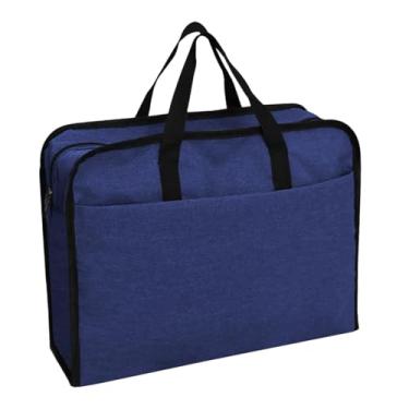 Imagem de Baoblaze Pasta de negócios organizadora de arquivos recipiente leve pasta de papel bolsa de armazenamento bolsa de documentos para viagens de negócios ao ar, Azul Escuro 41x13x32cm