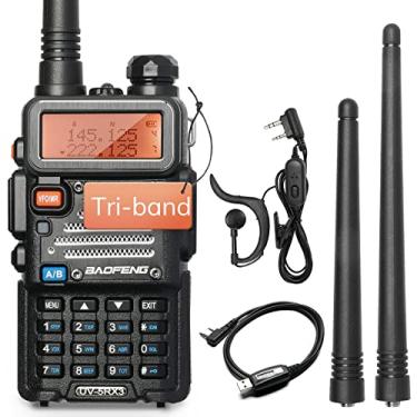 Imagem de Baofeng x Radioddity UV-5RX3 Rádio tri-band VHF, 1,25 M, UHF amador portátil ham rádio bidirecional Walkie Talkie com fone de ouvido e cabo de programação