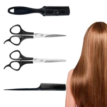 Imagem de Kit de tesouras de corte de cabelo, conjunto de tesouras de cabeleireiro de salão de barbeiro para homens e mulheres para corte de animais de estimação