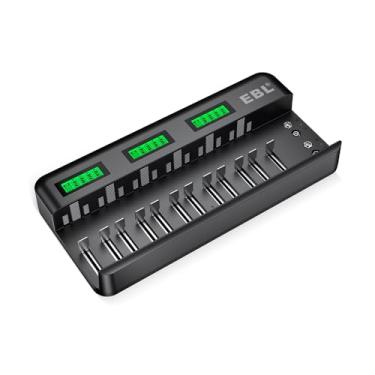 Imagem de MPOWER - Carregador de Pilhas/Baterias TB-6036US Universal para 12 Pilhas AA AAA e 6 CD Recarregáveis Ni-MH Ni-CD, Carregamento Rápido e Eficiente de Múltiplos Tamanhos com Segurança