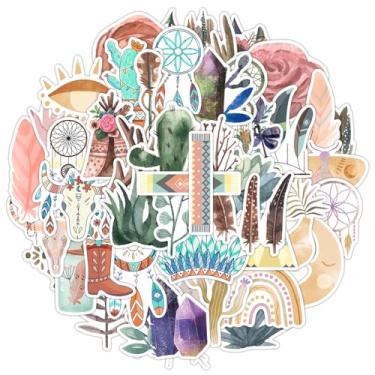 Imagem de 50 peças de adesivos estéticos boêmios, decalques fofos de vinil para laptops, adesivos para decoração de garrafas de água, para-choques, bagagem de computador, diário, capacete de guitarra