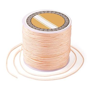 Imagem de Cordão de nylon de 0,8 mm para fabricação de pulseiras chinesas de 100 metros, fio de contas para pulseiras trançadas Kumihimo, colares de macramê artesanal, sino de vento (PeachPuff)