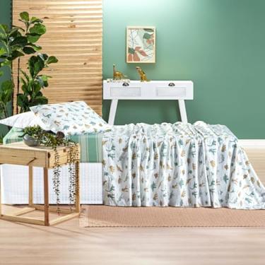 Imagem de Jogo de Cama Solteiro 200 Fios Infantil Estampado 03 Peças Tutti Kids Dino World