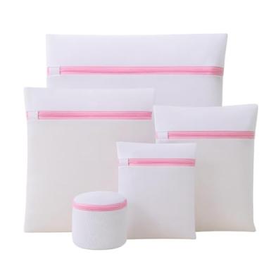 Imagem de Kit 5 Sacos para Lavar Roupas Delicadas na Máquina de Lavar Zíper Reforçado Proteção para Lingerie Sutiã Peças Finas Premium Reutilizável